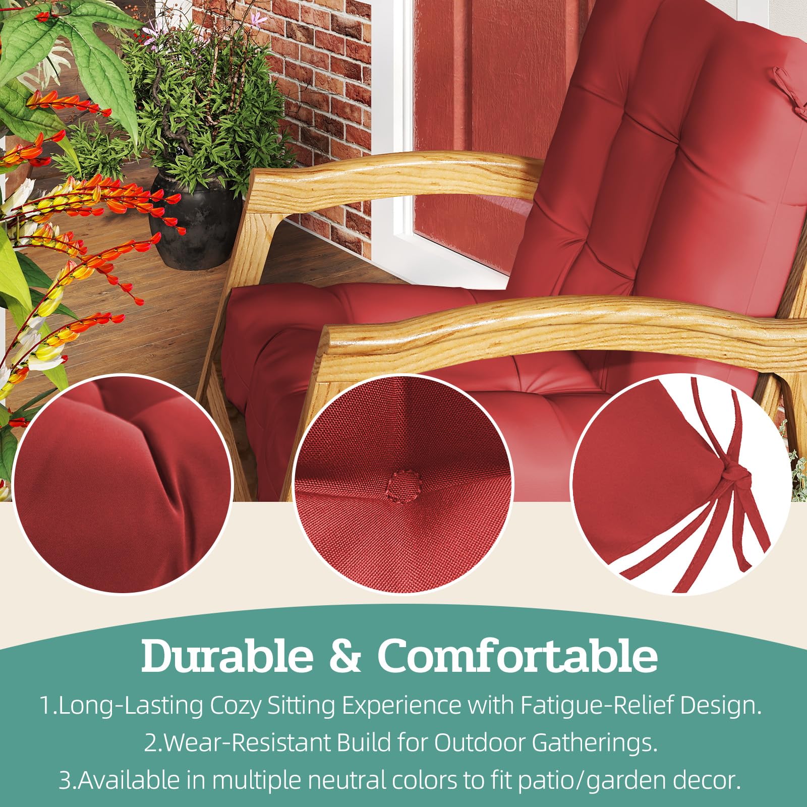 Zanwu Hwyd red cushions with water-resistant fabric for outdoor reliability
