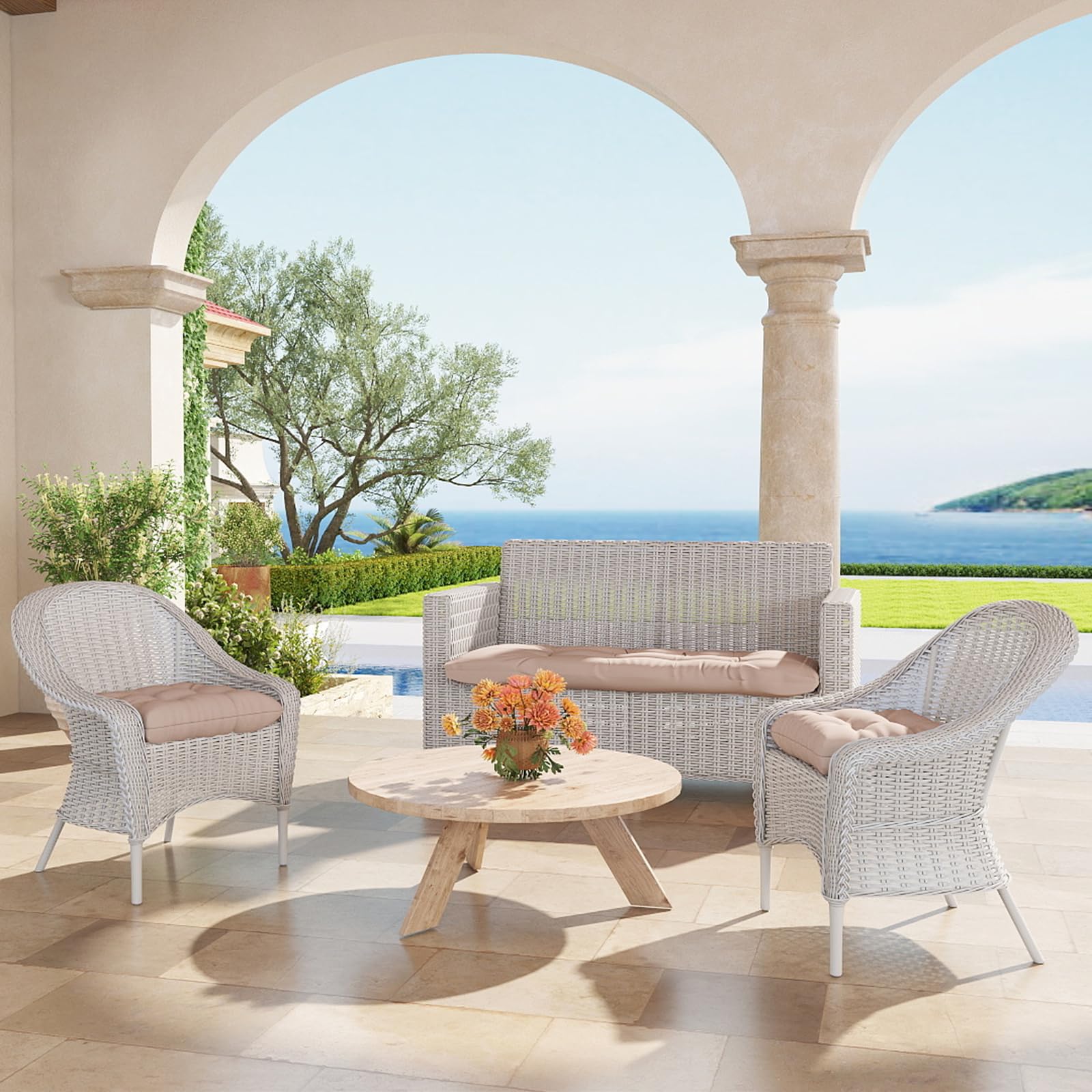Zanwu Hwyd patio chair cushion beige enhances porch relaxation