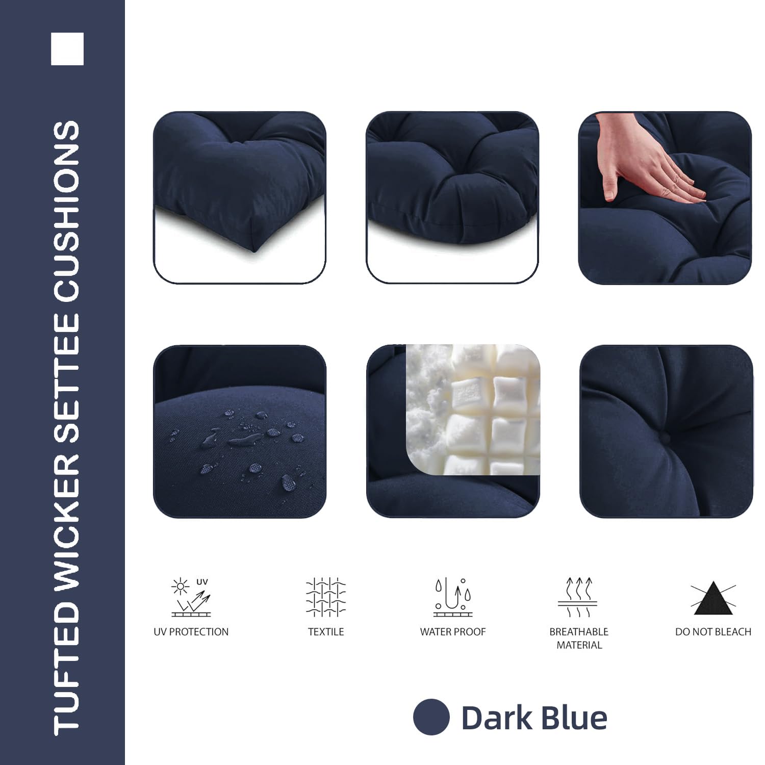 Zanwu Hwd 44x22x4 inch cushion shows water resistant and fade resistant fabric.