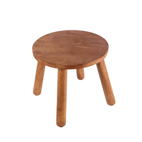 Zaowofires round solid wooden step stool in walnut, durable and portable for everyday use.