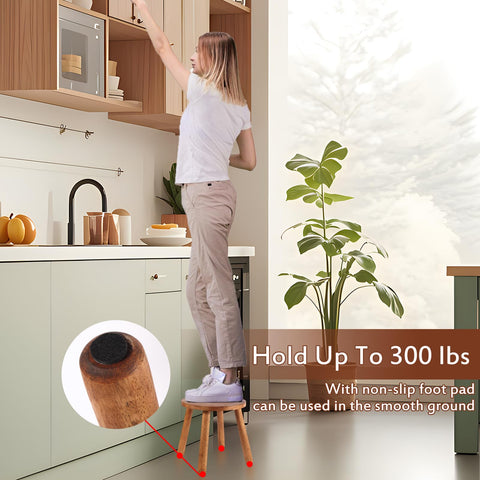 zaowofires round stool multi-use walnut setup shows plant stand and seat