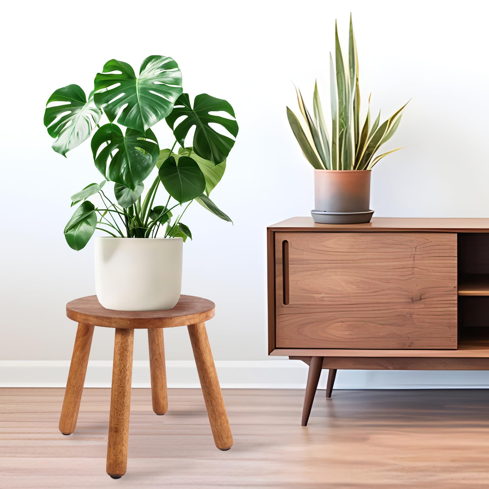 zaowofires solid rubber wood stool side view highlighting sturdy construction