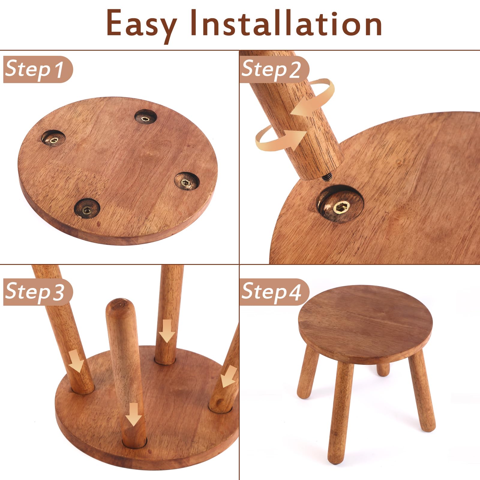 zaowofires wooden stool finished with plant-based wax oil for eco-friendly care