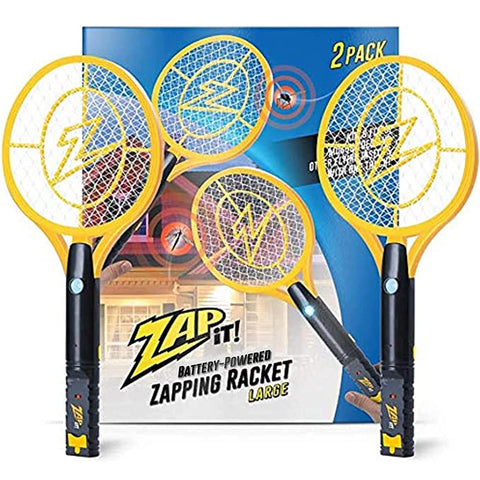 Zap It Bug Zapper Racket front view with 3,500-volt grid for fast pest control.