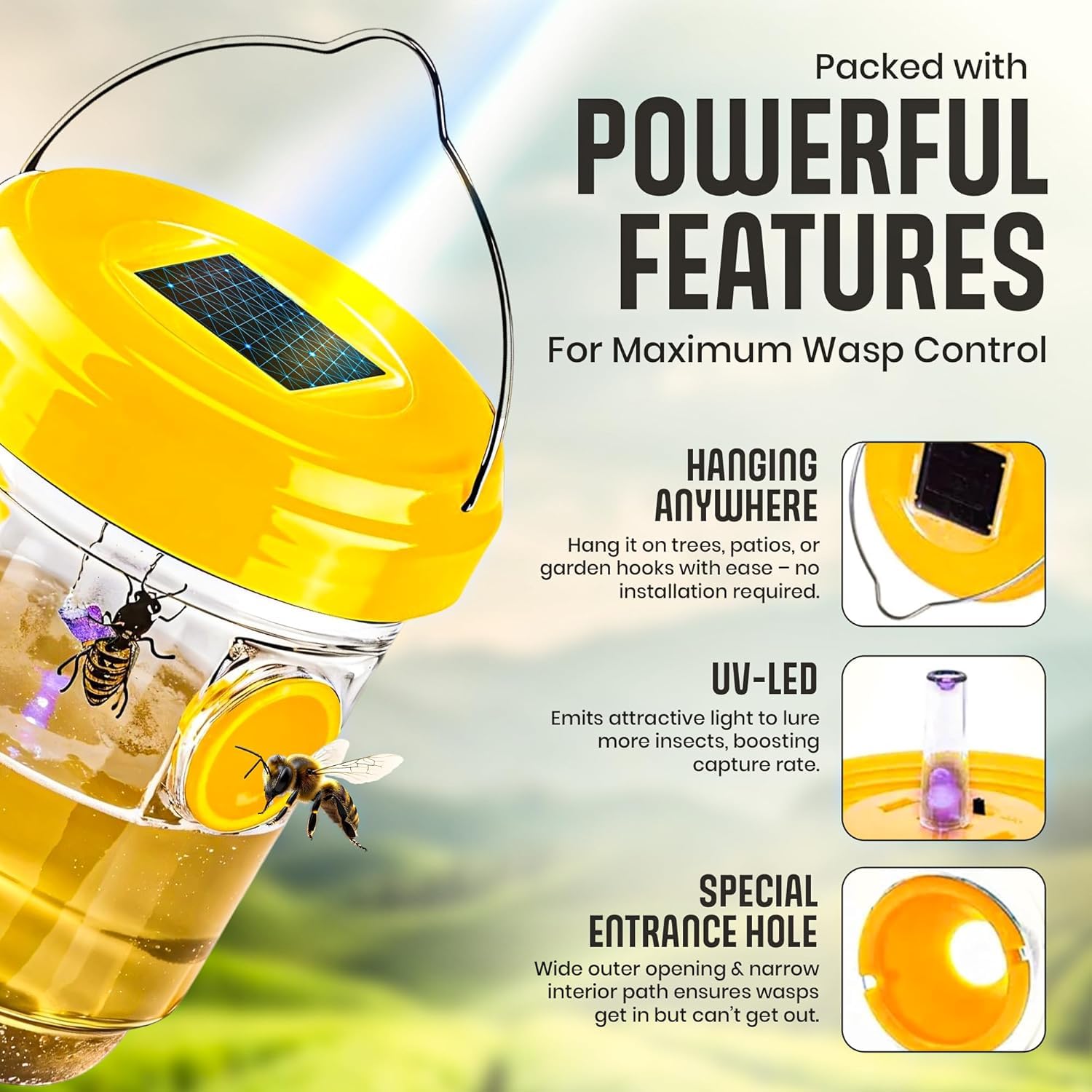 Zapnest durable weather-resistant trap withstands rain while keeping insects at bay.