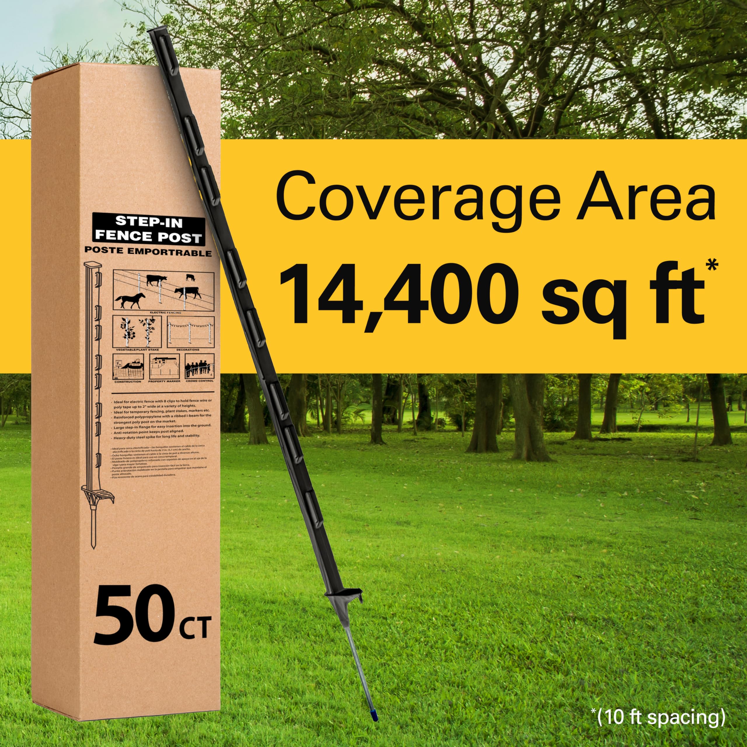 Zareba A-48B 39-inch post profile shows tall, durable boundary setup.