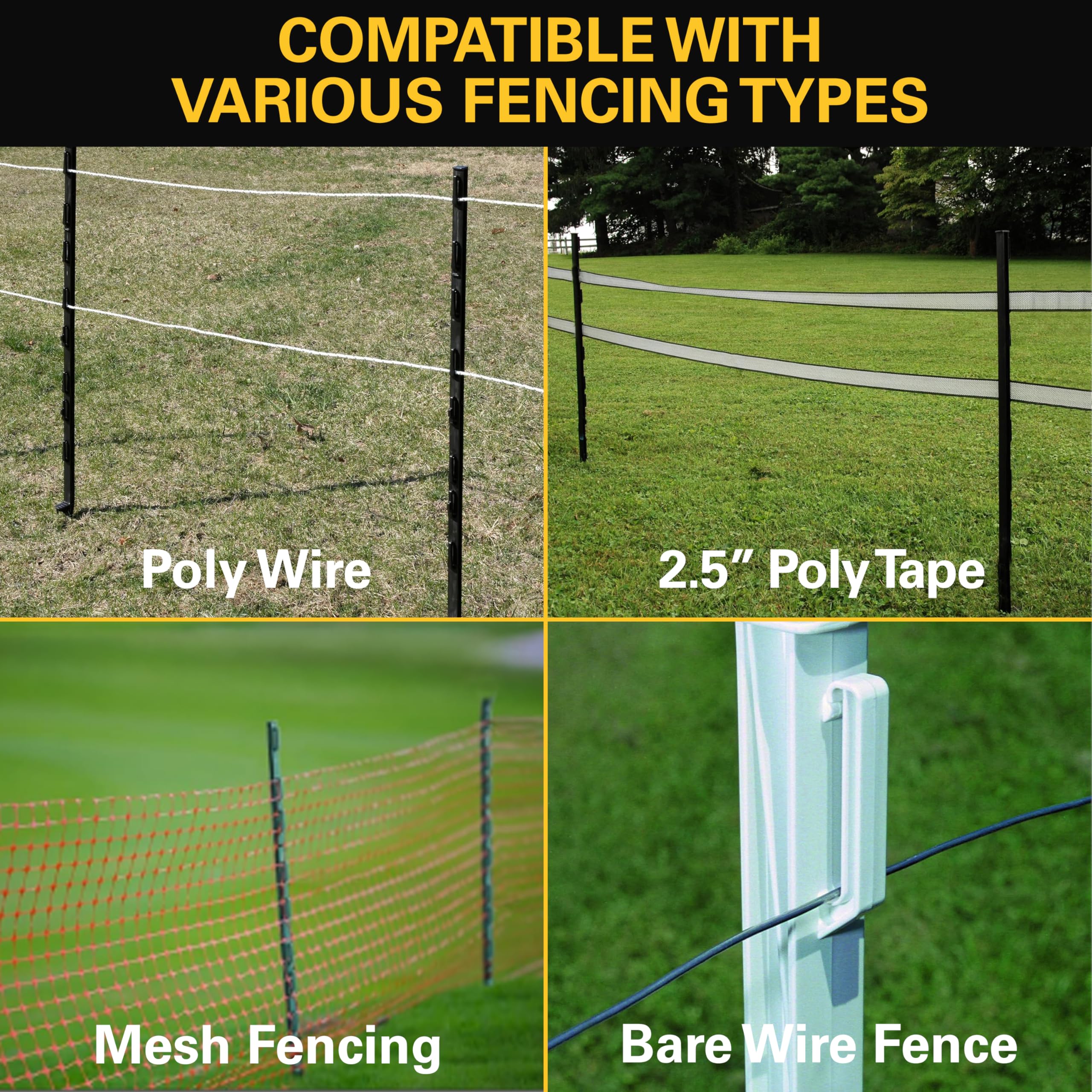 Zareba A-48B 50-pack black garden stakes for quick setup.