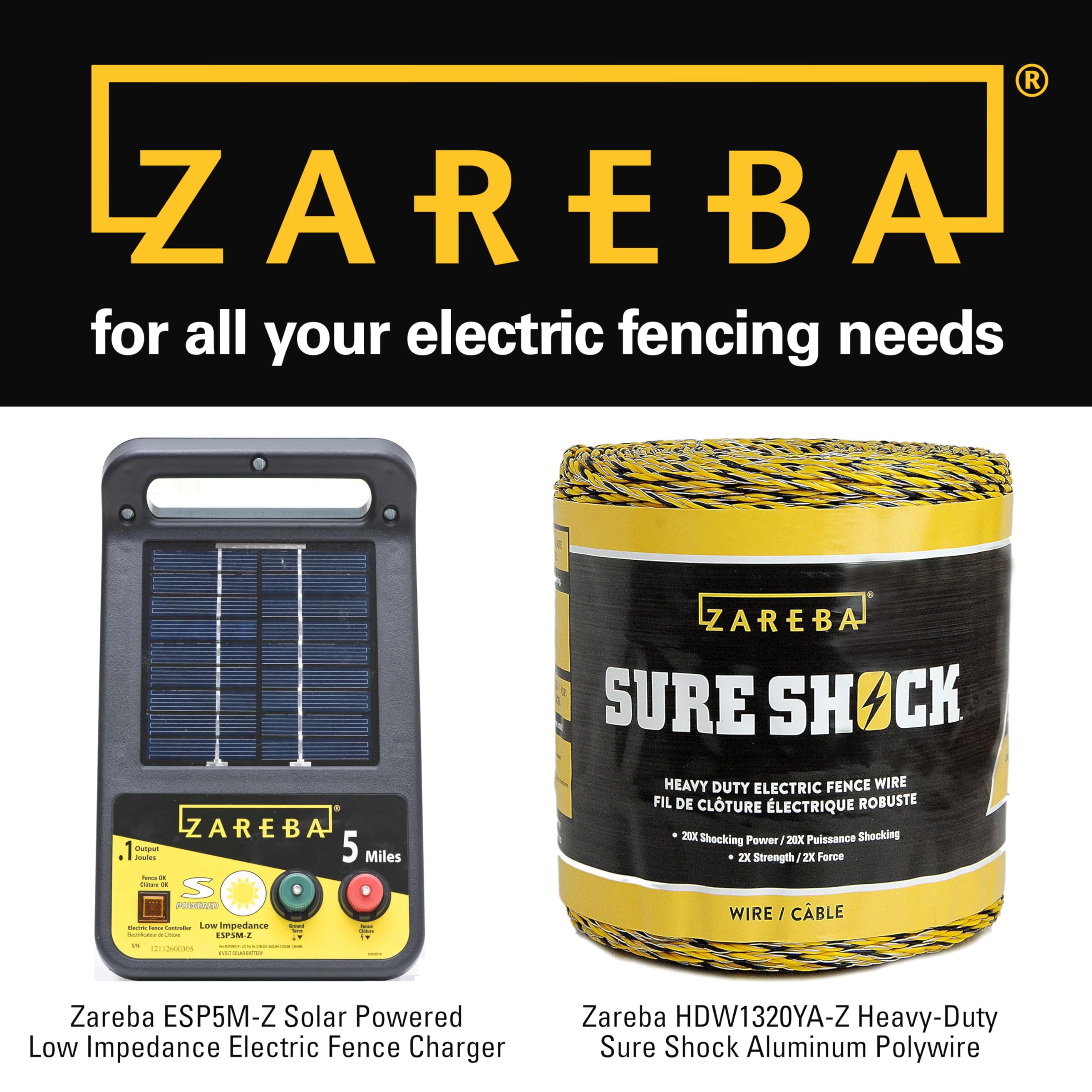 Zareba A-48B built-in flange and clips support fence height options.