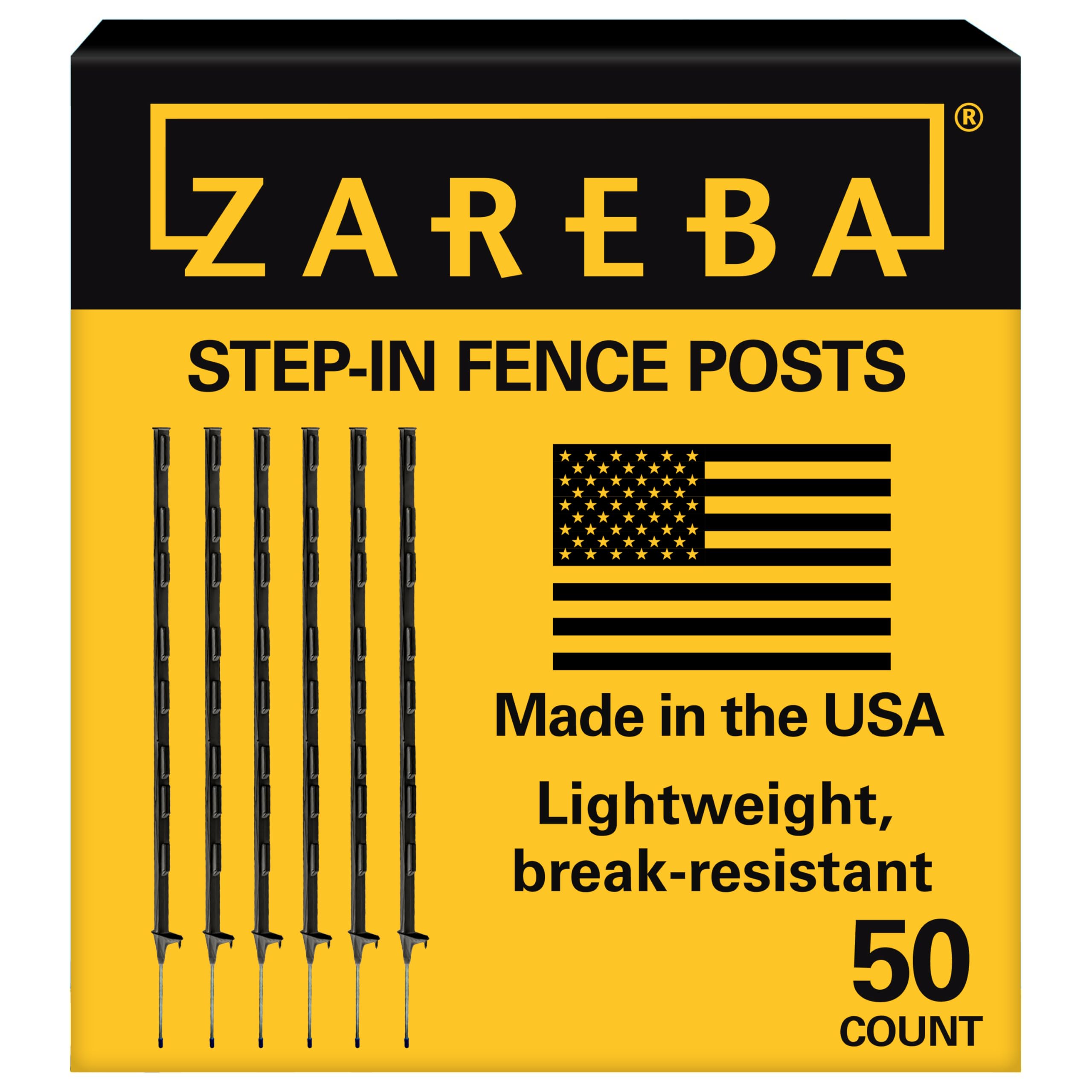 Zareba A-48B step-in post ready for quick fence installation and ground stability.