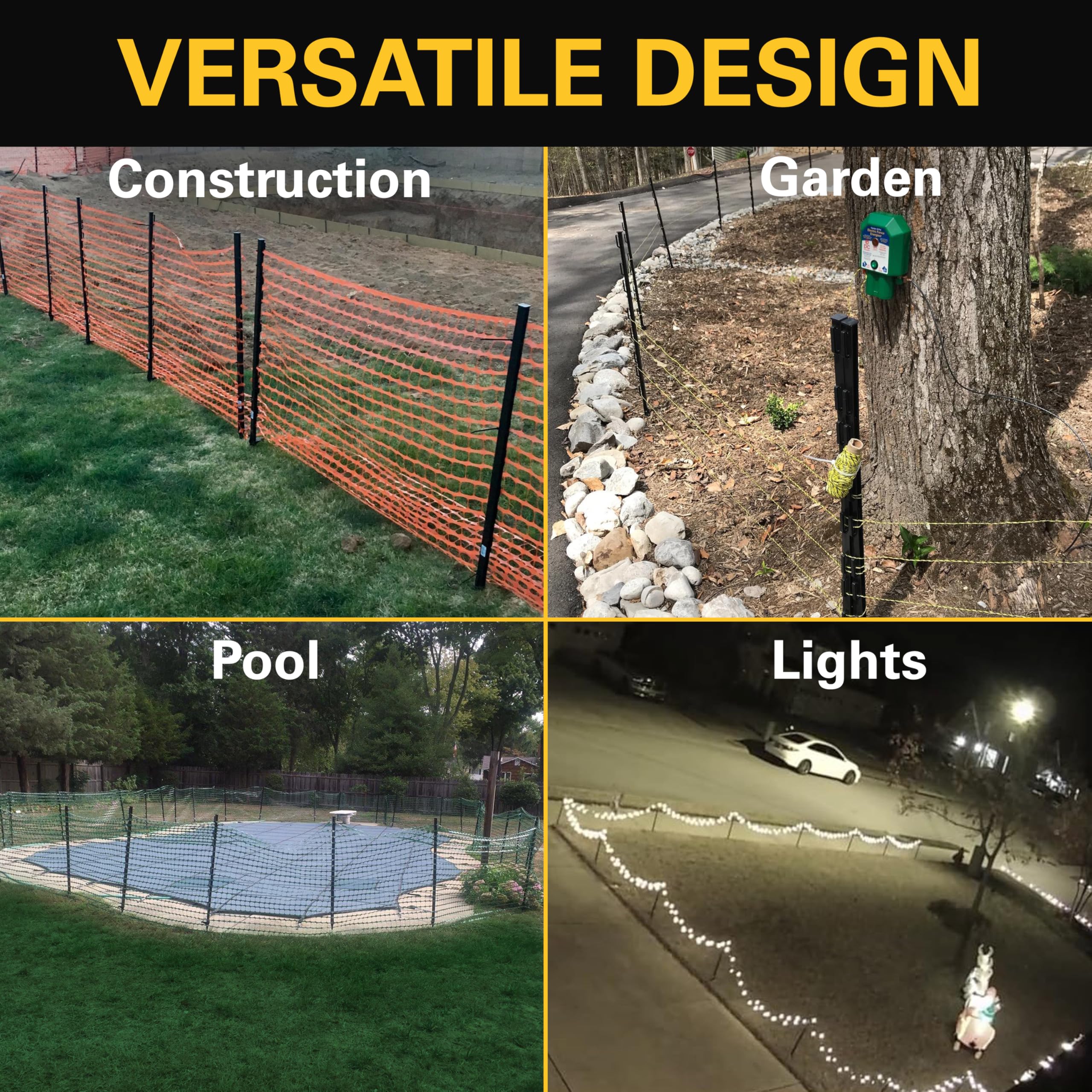 Zareba A-48B UV-resistant polypropylene withstands outdoor sun exposure.