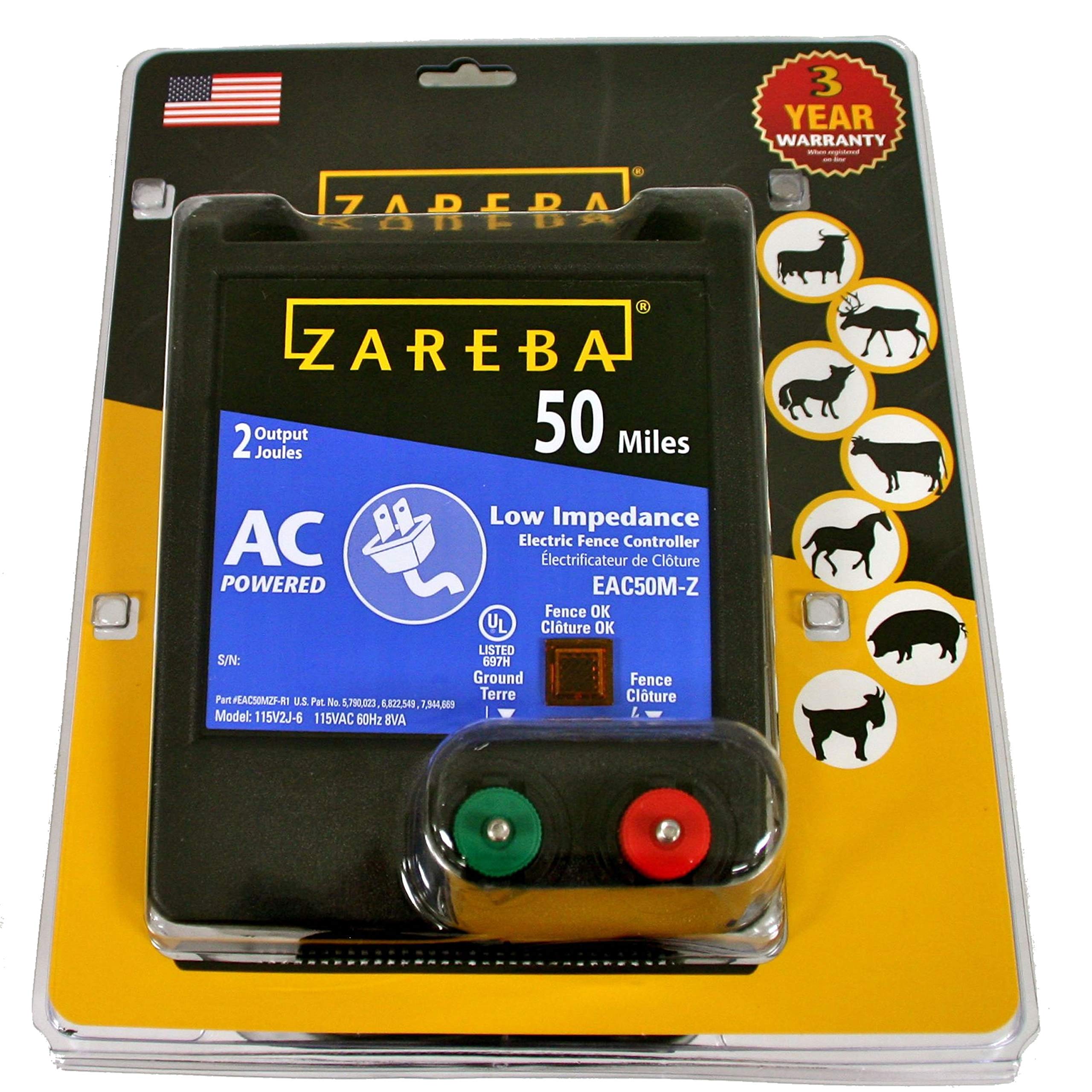 Zareba EAC50M-Z side profile highlighting durable weatherproof cabinet for outdoor use