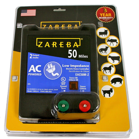 Zareba EAC50M-Z side profile highlighting durable weatherproof cabinet for outdoor use