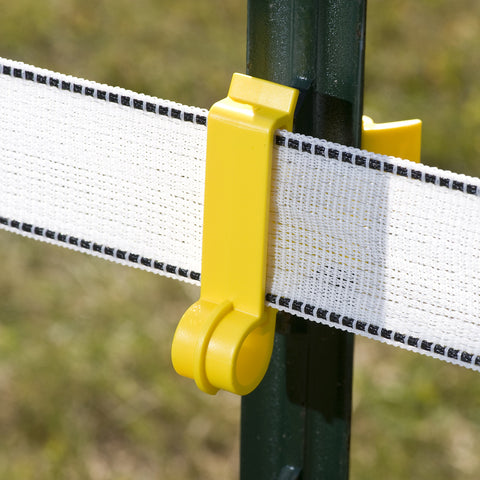 Zareba ITTY-Z insulator tape holder close-up enabling easy installation.