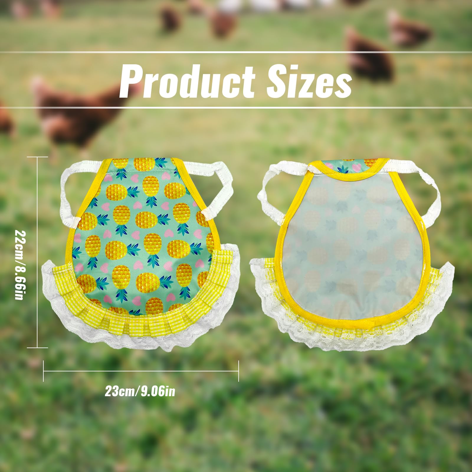 Zaruatu waterproof apron on a hen for back protection and easy cleaning.