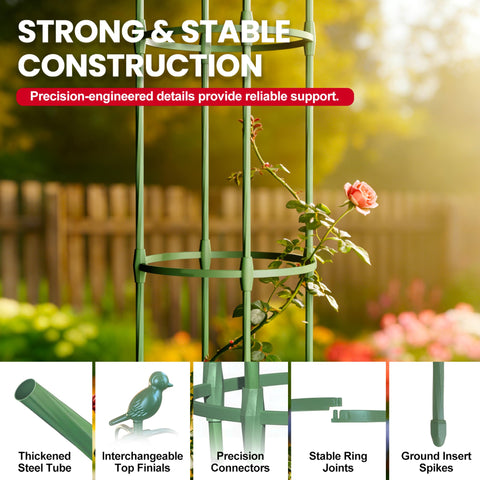 ZATRO heavy-duty metal frame endures outdoor conditions without bending under vigorous growth.
