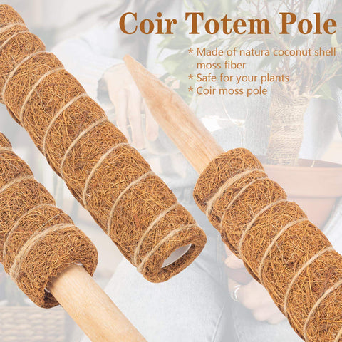ZAUGONTW coir moss pole with pointed base helps secure pole into soil.