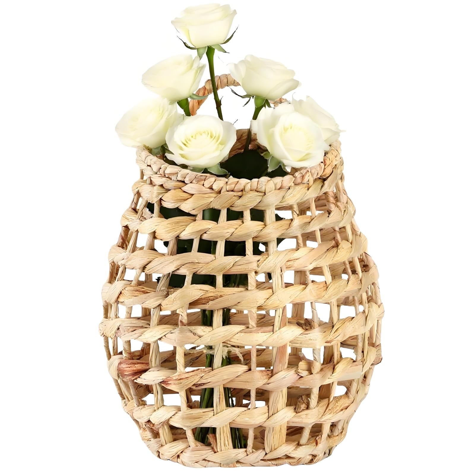 ZAVOOS front door basket on wall-mounted water hyacinth weave for natural storage.