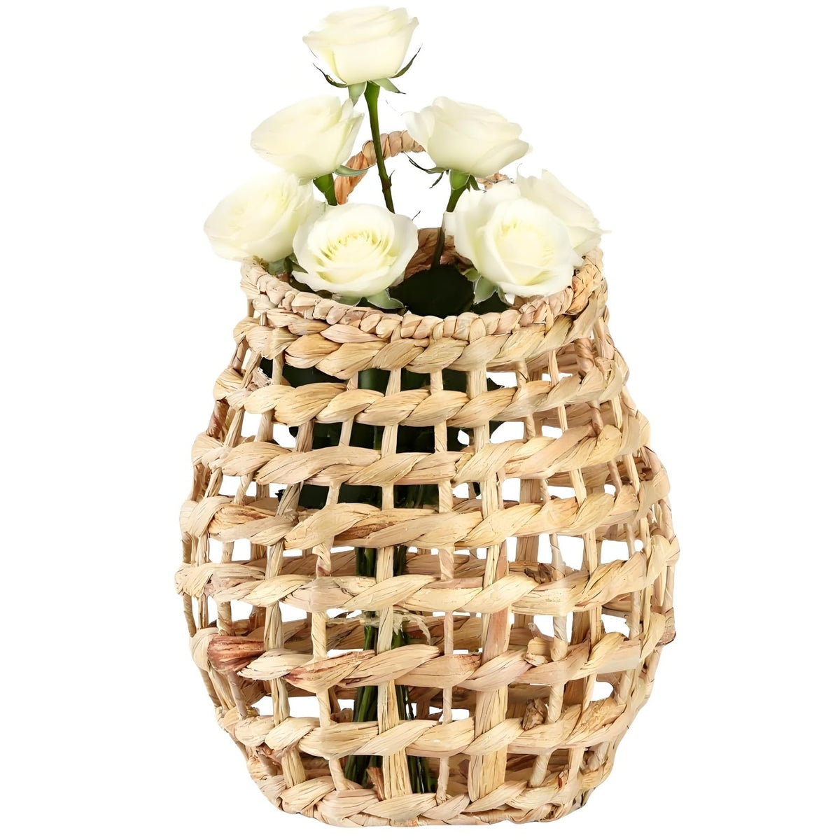 ZAVOOS front door basket on wall-mounted water hyacinth weave for natural storage.