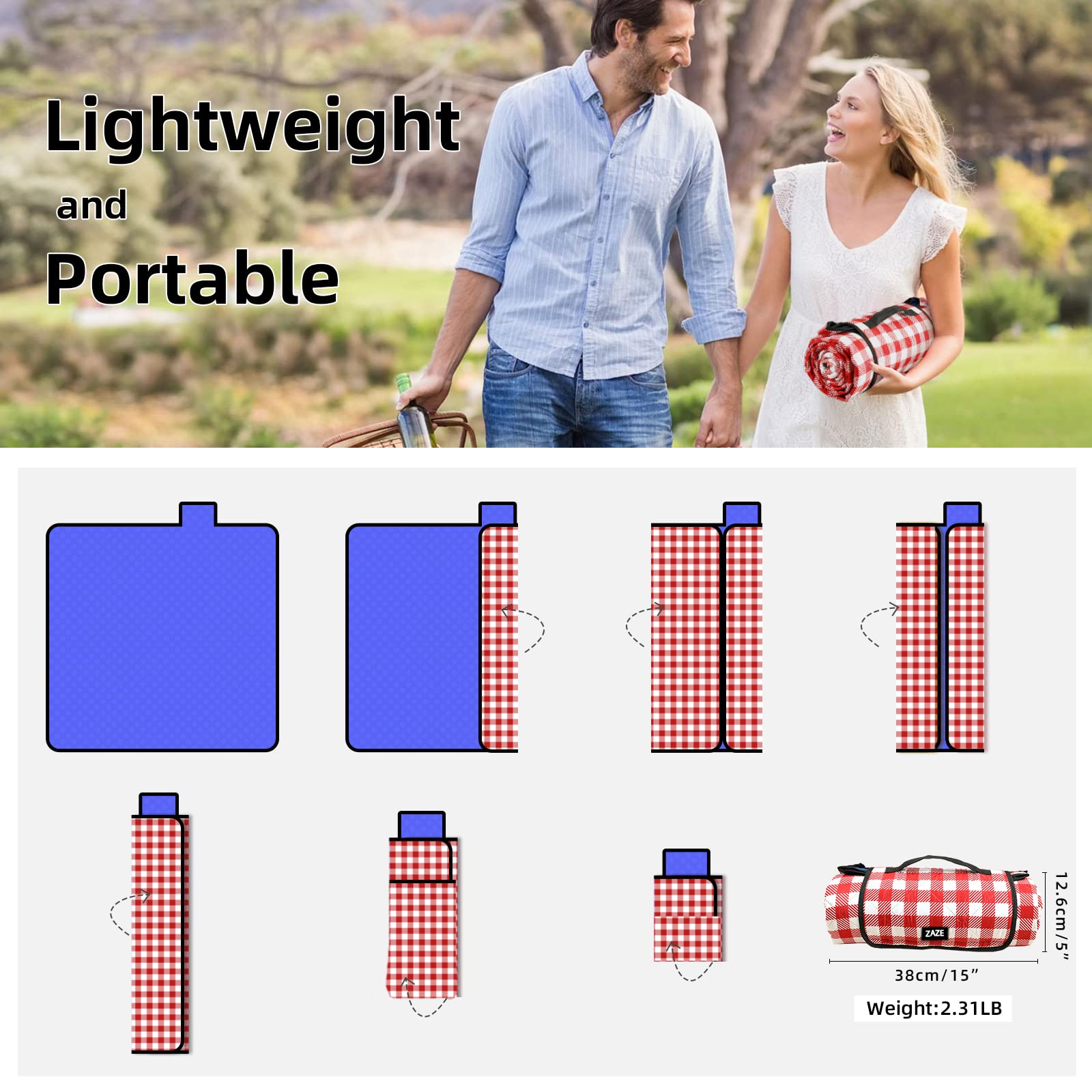 ZAZE lightweight mat weighs 2.3lbs, portable for outdoor adventures