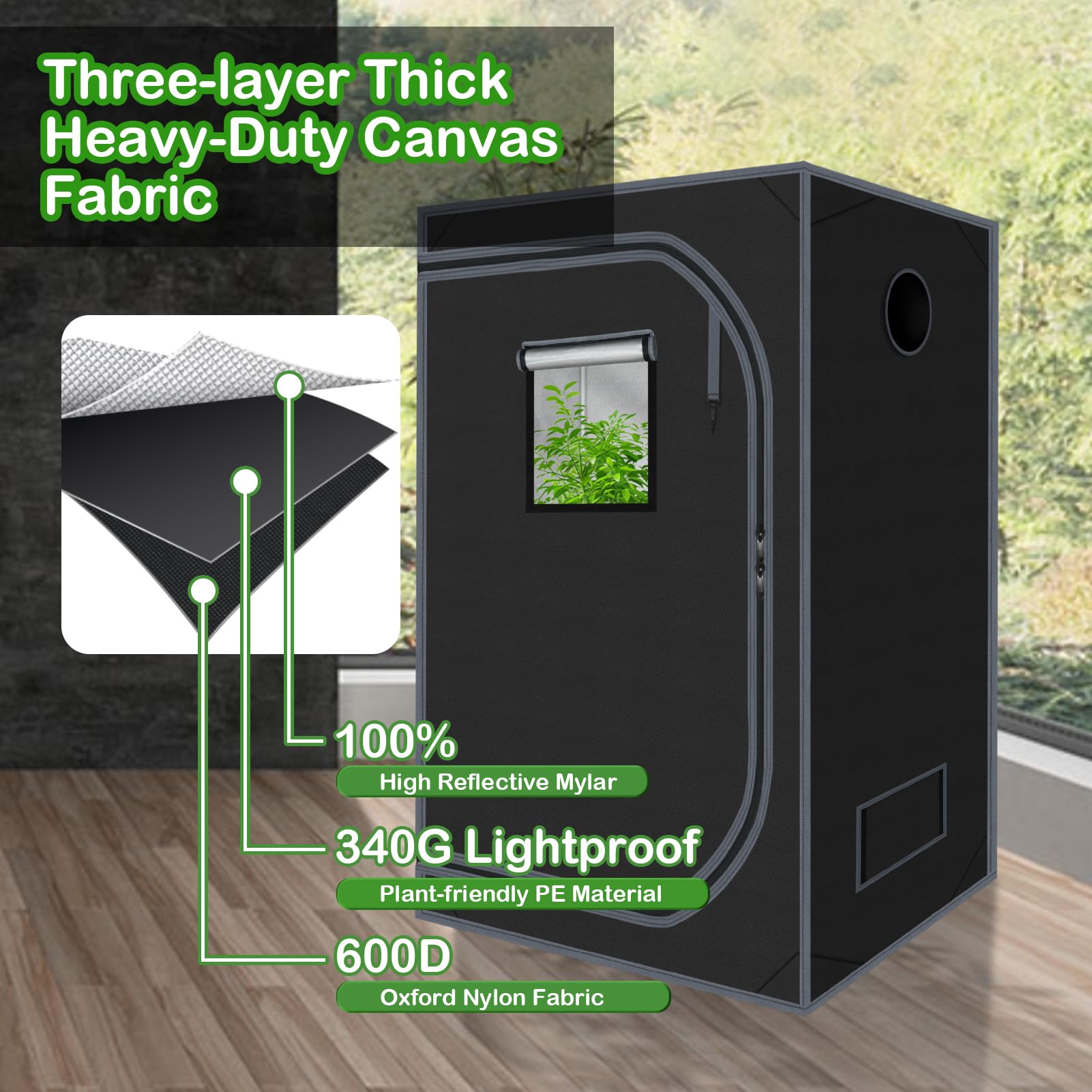 Zazzy Grow Tent heavy-duty-zipper ensures secure closures during cycles