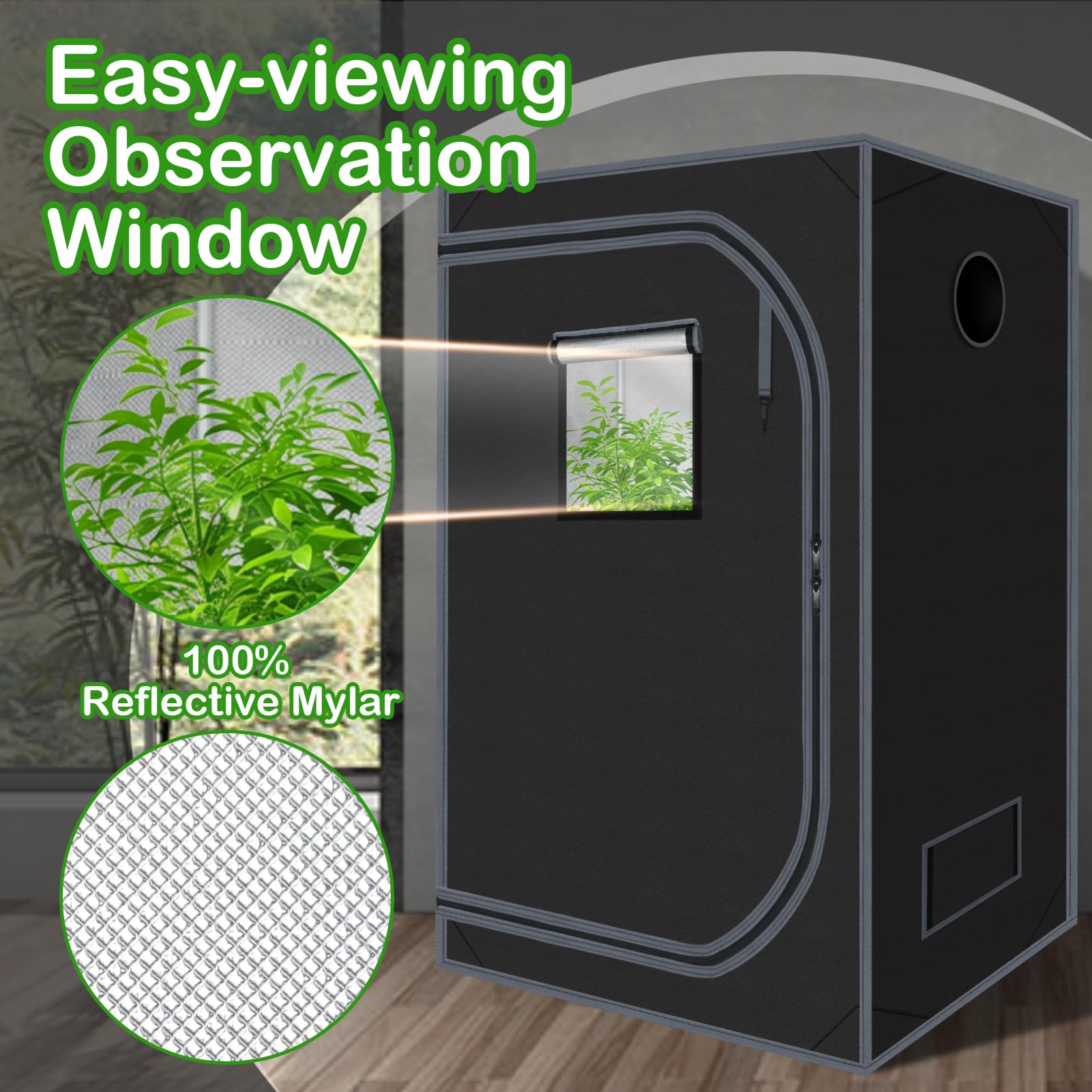 Zazzy Grow Tent mylar-interior-reflective boosts light efficiency for healthy growth