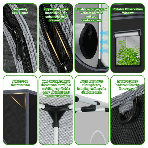 Zazzy Grow Tent removable-floor-tray simplifies cleaning after harvest