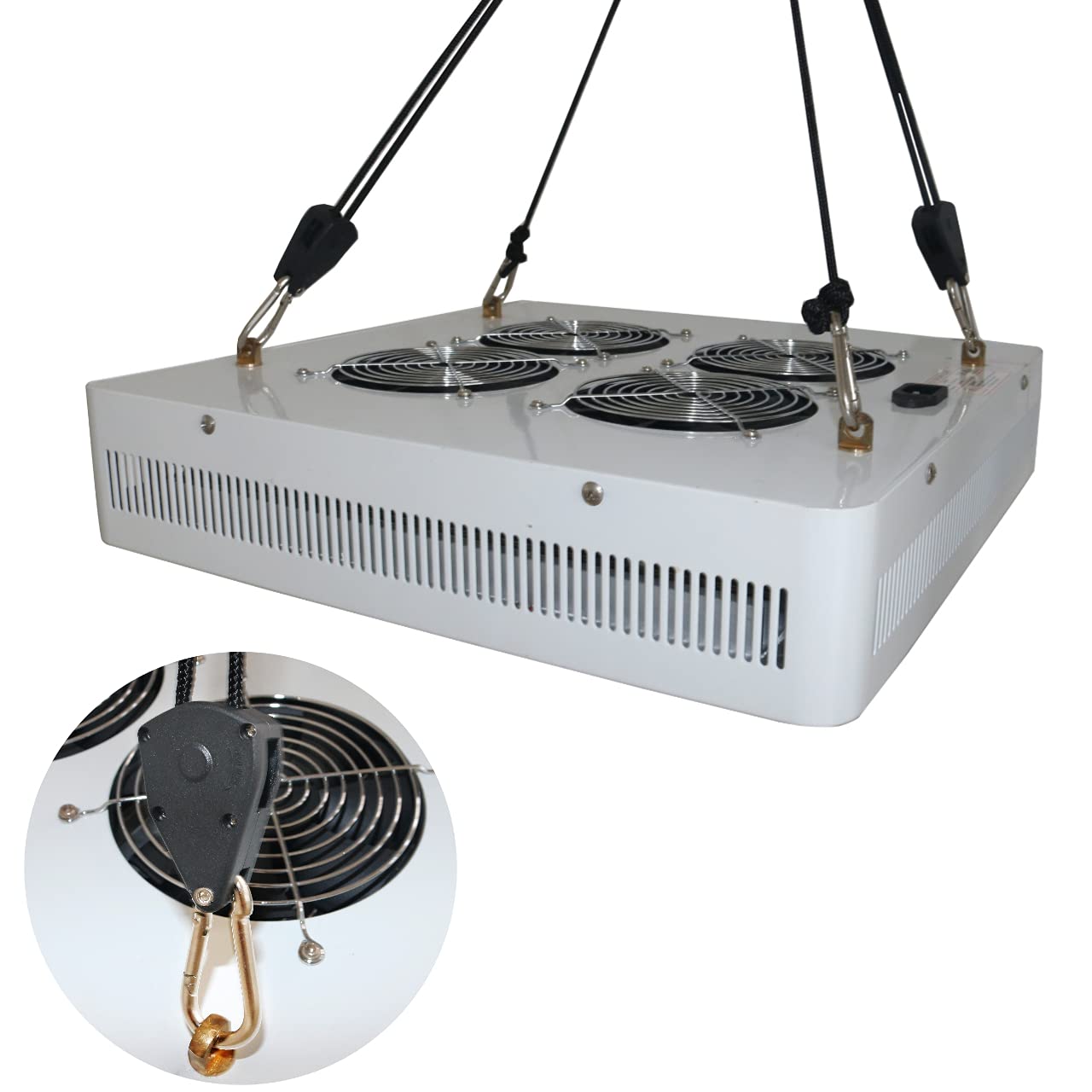 Zazzy pulley-locking rope hanger enables smooth height changes and secure stops.