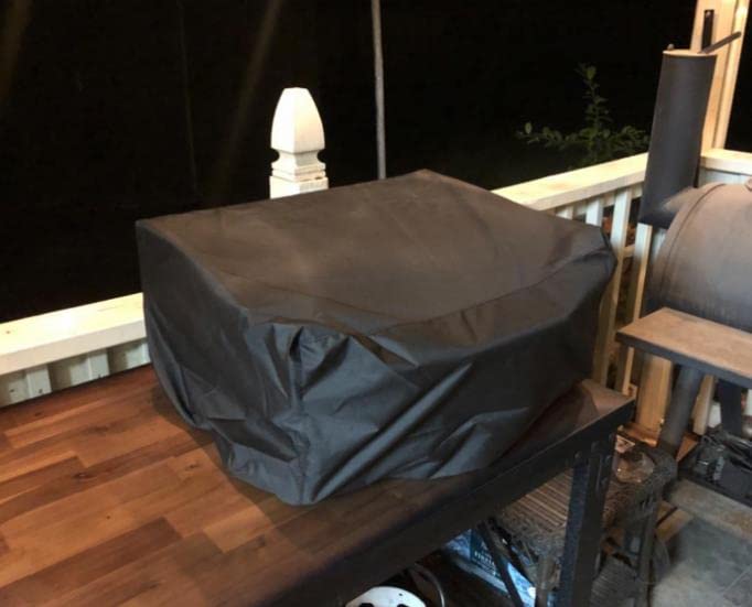 ZBXFCSH custom-fit grill cover with buckle and elastic hem secures against windy conditions