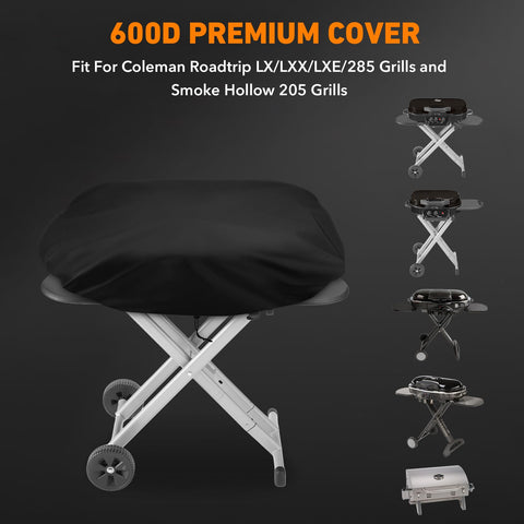 ZBXFCSH heavy-duty cover on Coleman RoadTrip LXX keeps grill dry during storms