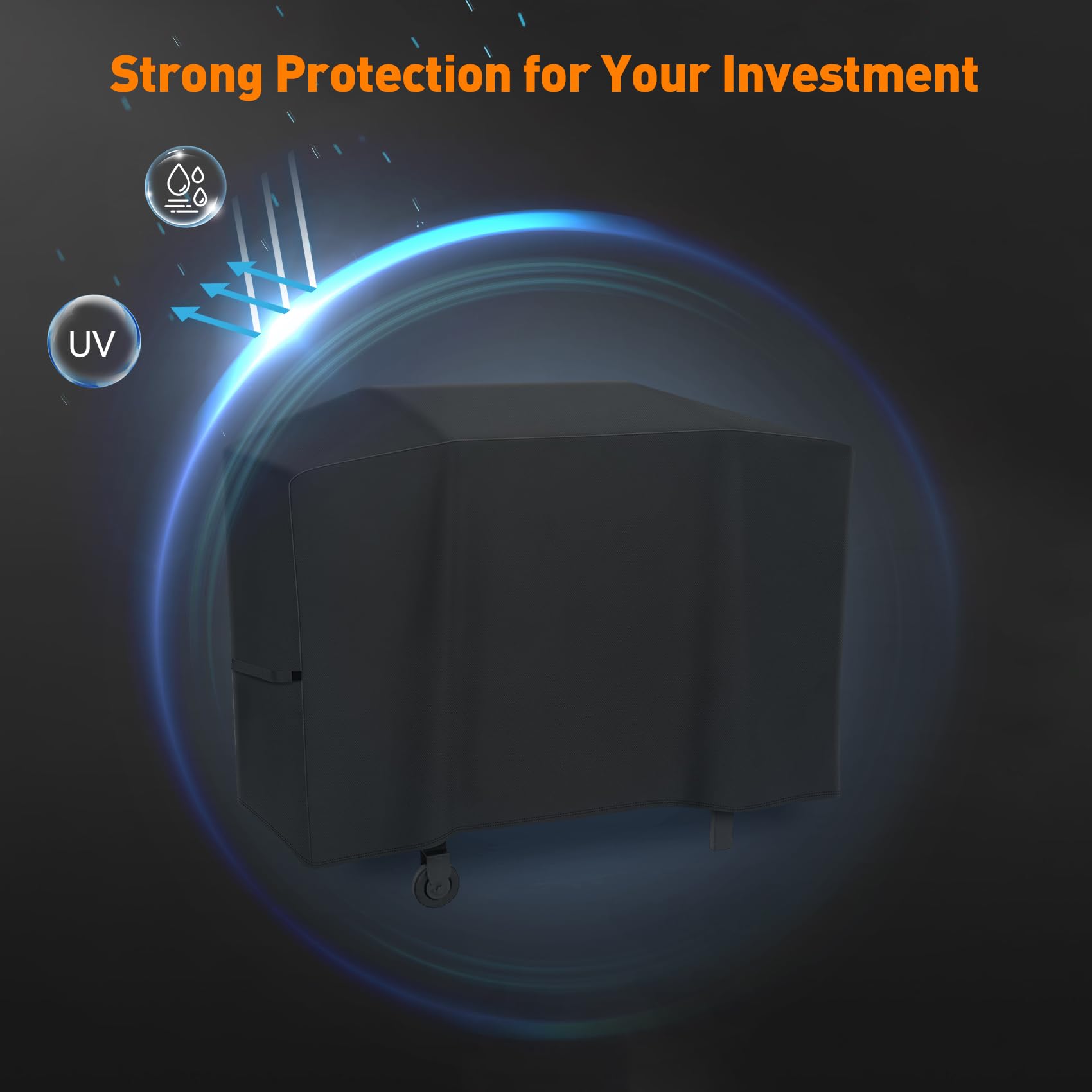 ZBXFCSH griddle cover outdoor use close-up demonstrates protection for grills.