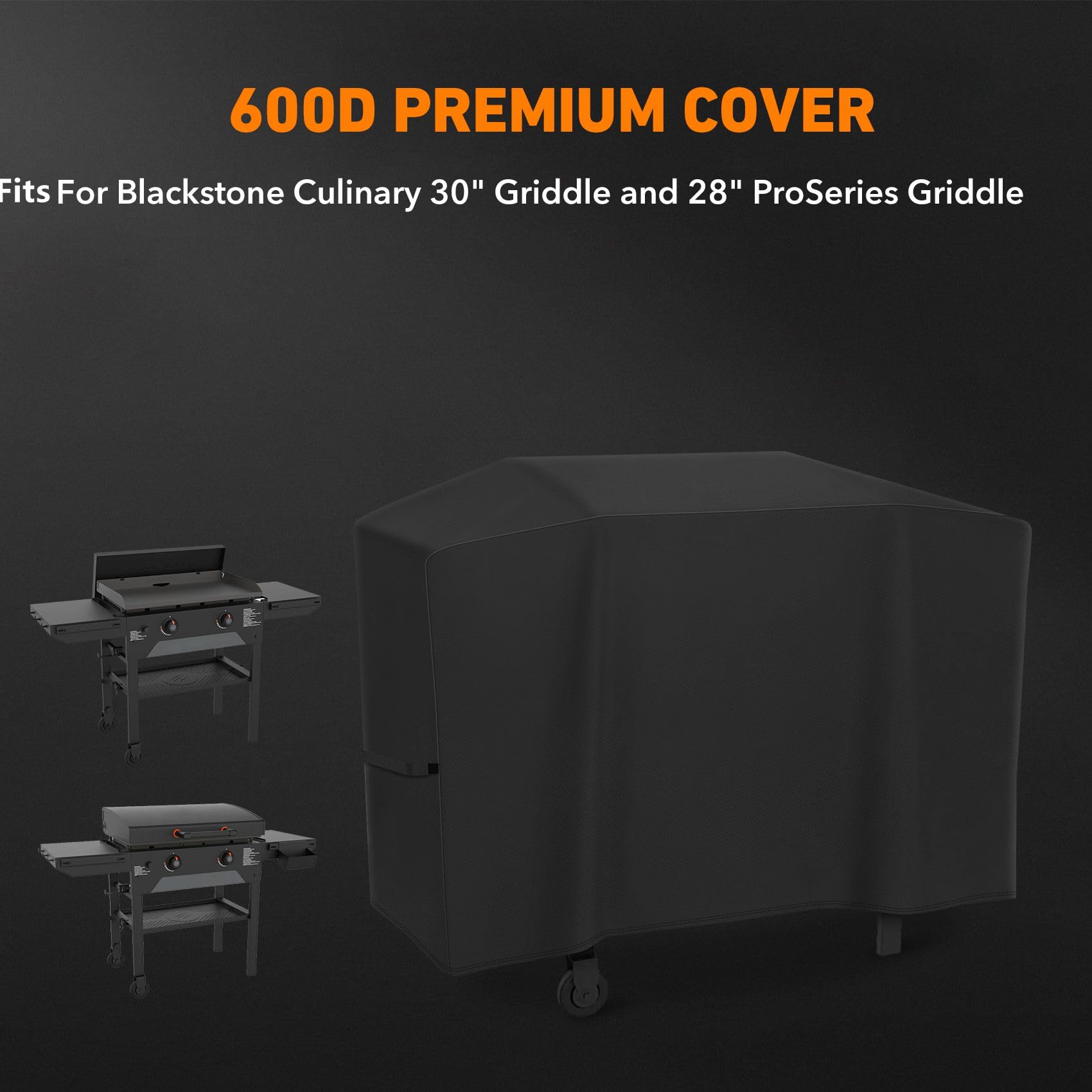 ZBXFCSH griddle cover waterproof durability close-up emphasizes year-round weather protection.
