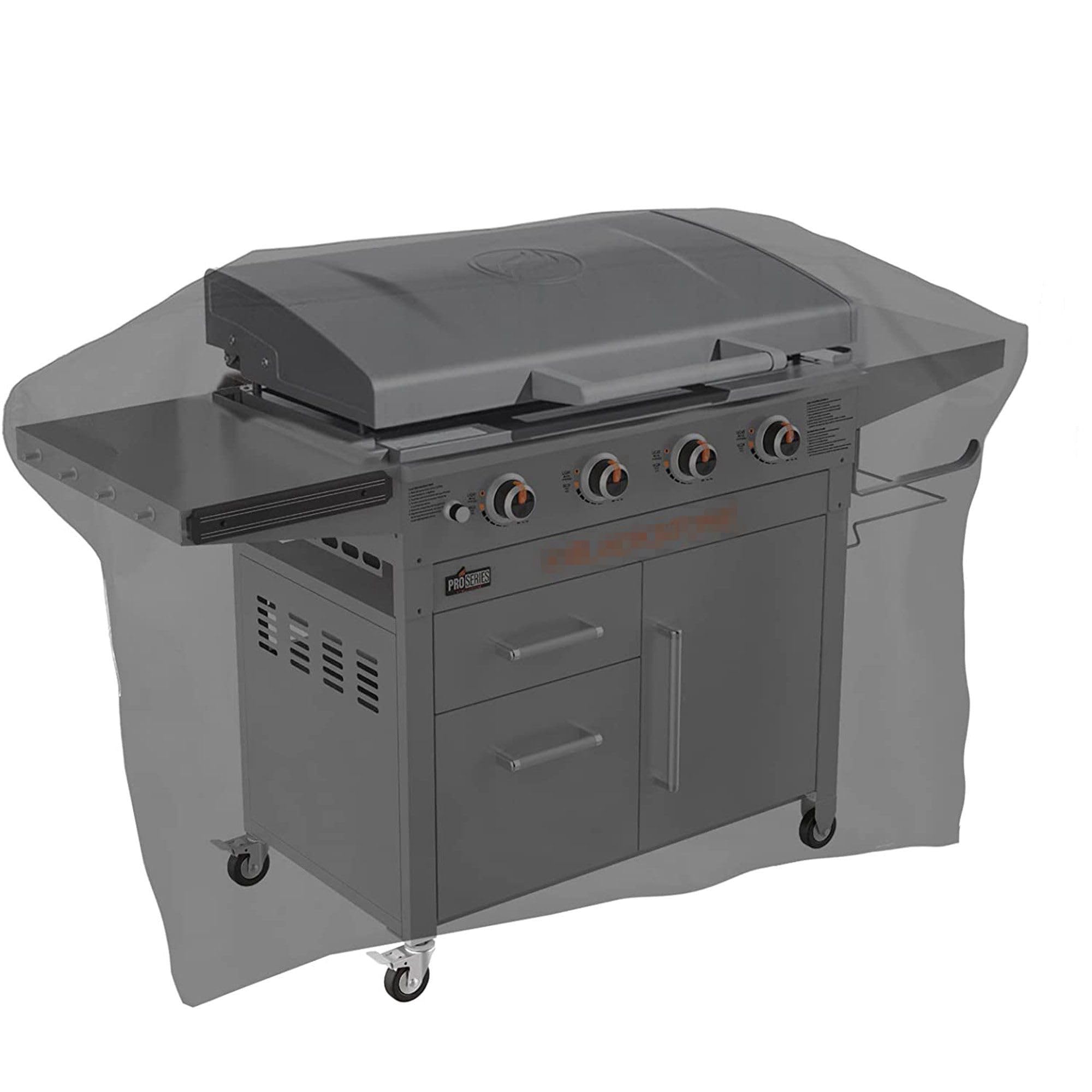ZBXFCSH griddle cover waterproof seams close-up shows leak-proof seal for rain-ready use.
