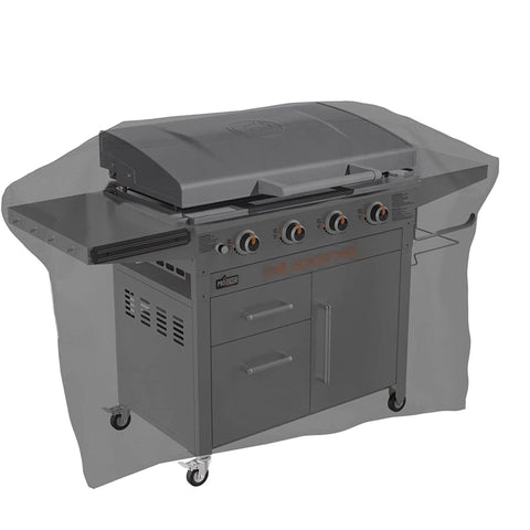 ZBXFCSH griddle cover waterproof seams close-up shows leak-proof seal for rain-ready use.
