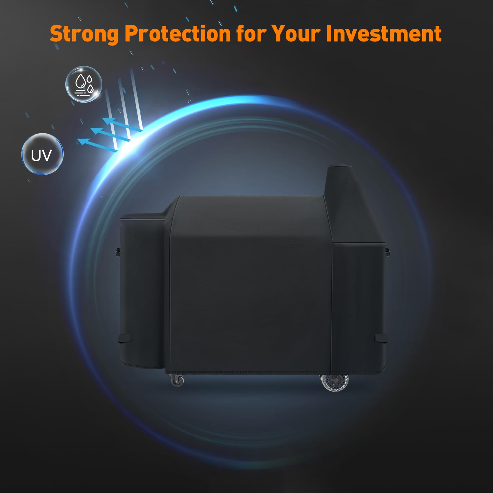 ZBXFCSH 1100 Pro grill cover offers wind resistance and secure fit.