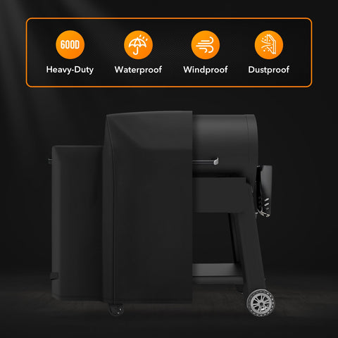 Weatherproof 600D polyester fabric shielding grill from elements