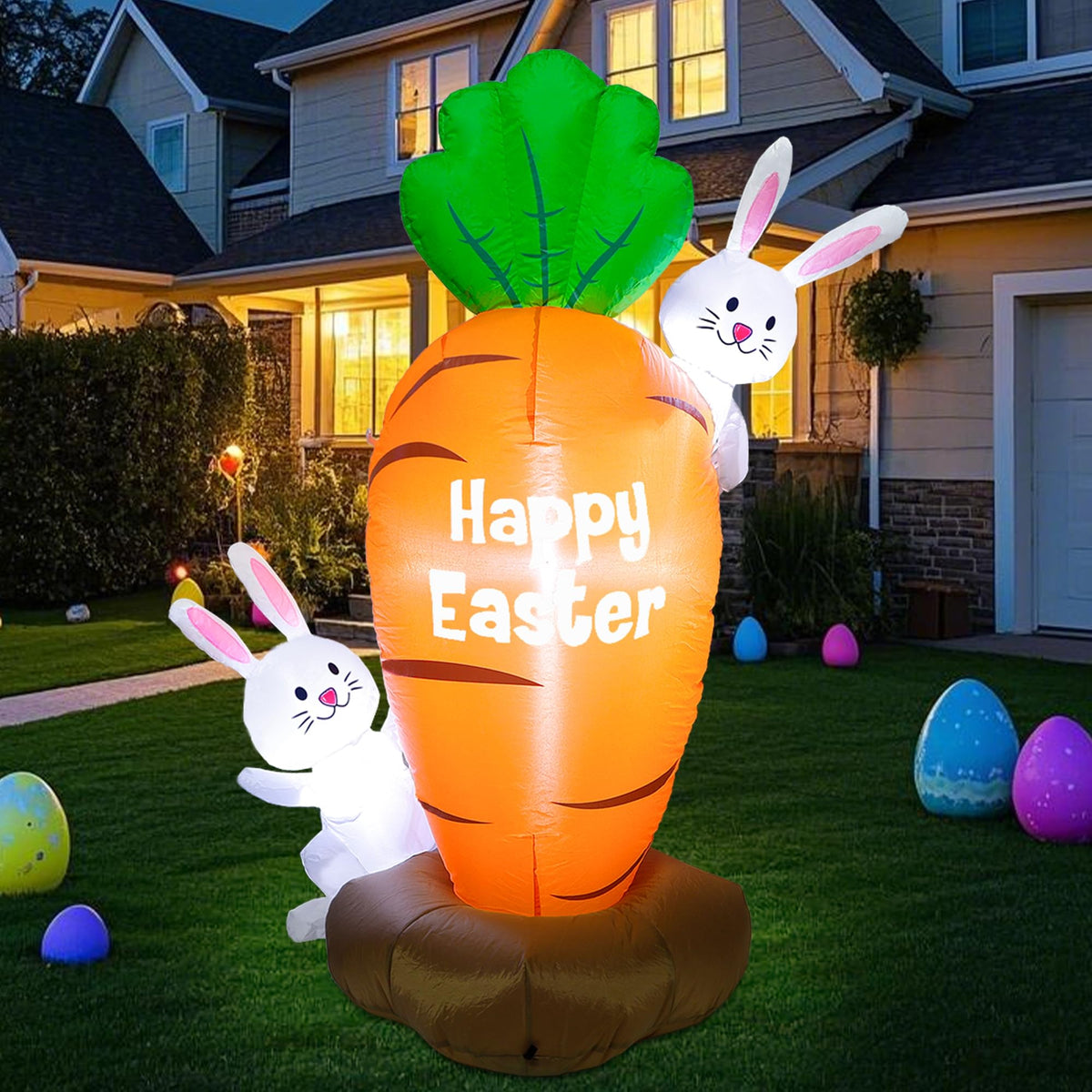 Zcaukya inflatable bunny and carrot, 5ft tall, ideal for outdoor yard display