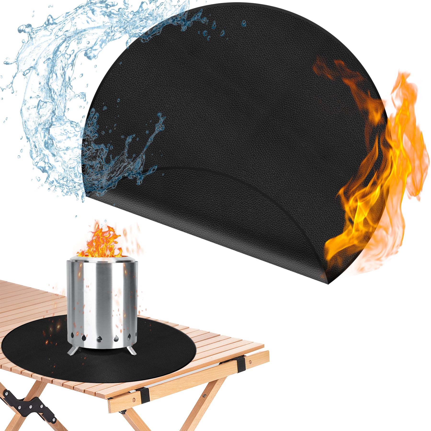 ZCHLPTZUP 20-inch fire pit mat shields surfaces from heat