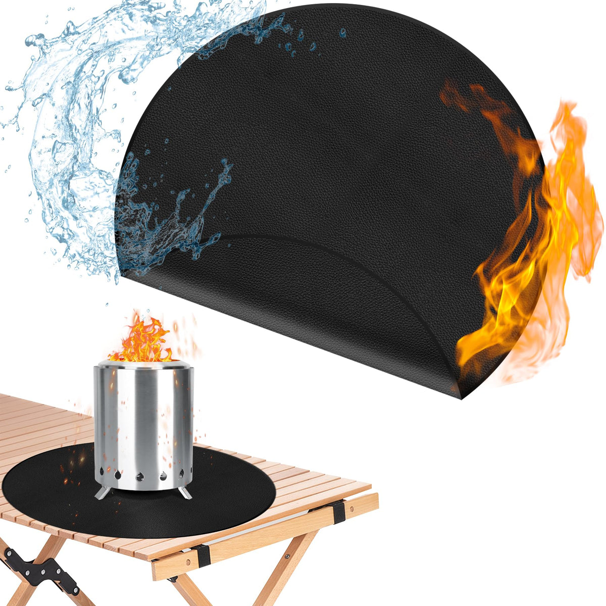 ZCHLPTZUP 20-inch fire pit mat shields surfaces from heat