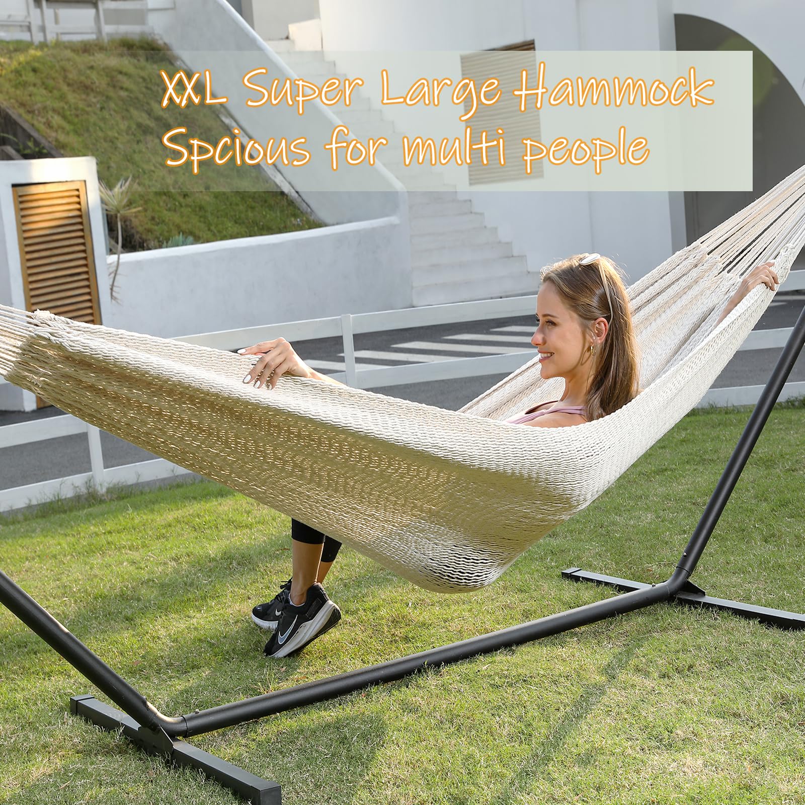 ZEANTZ hammock thick cotton rope close-up demonstrating breathable comfort