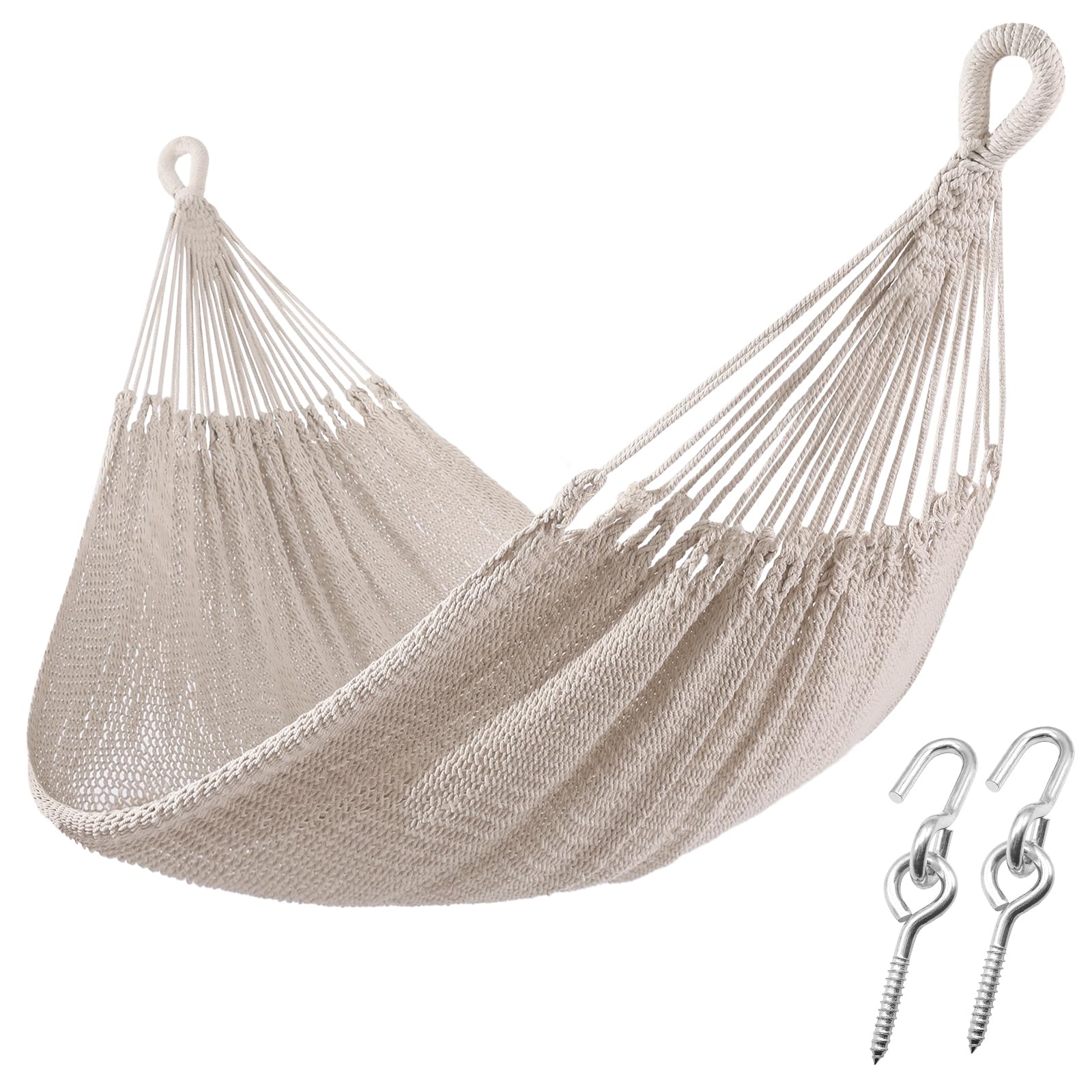 ZEANTZ handwoven hammock outdoor setup shows spacious two-person relaxation