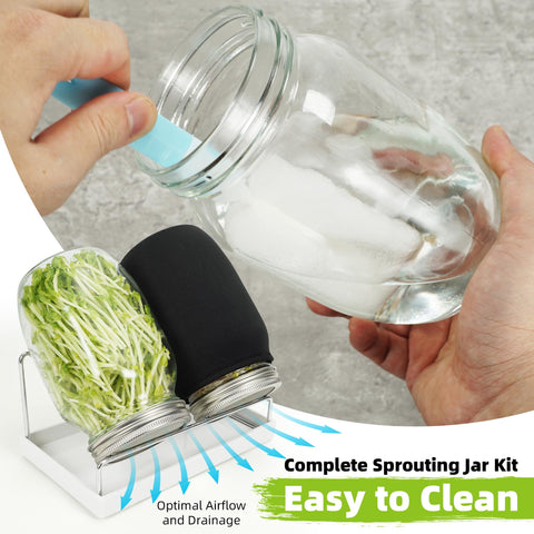 Zeato Sprouting Jar Kit stainless-steel stand supports stable sprouting setups.