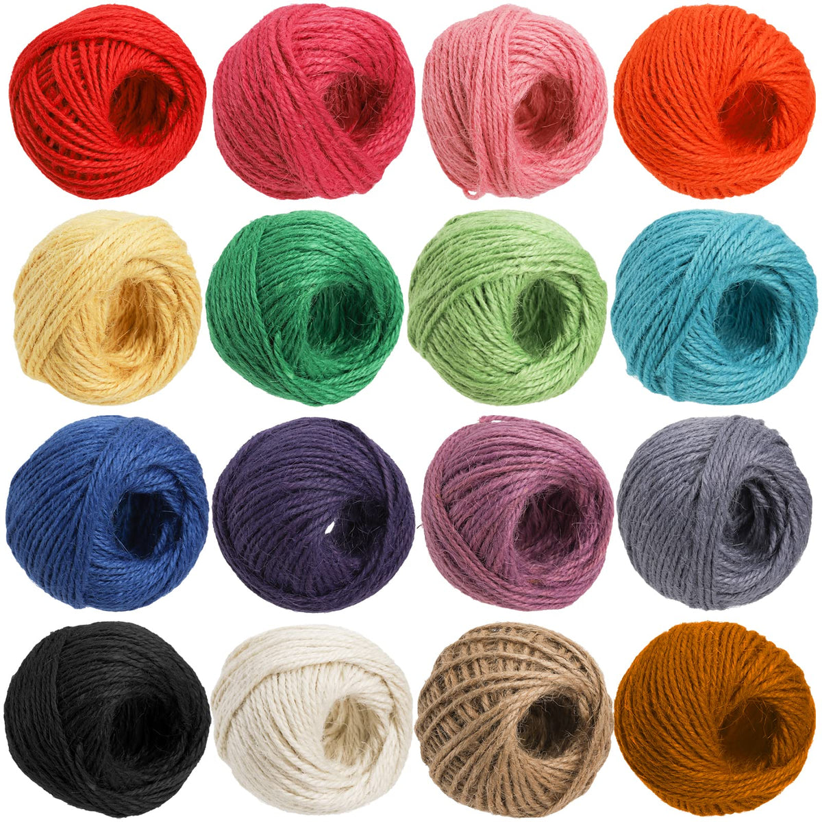 ZEAYEA colored jute twine 16-roll set for vibrant DIY crafts and gift wrapping