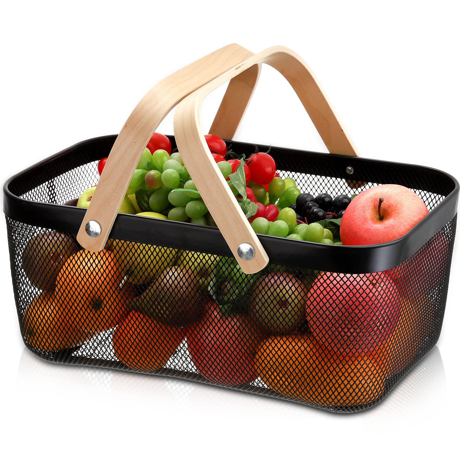 ZEAYEA mesh storage basket with handle for organized counter storage.