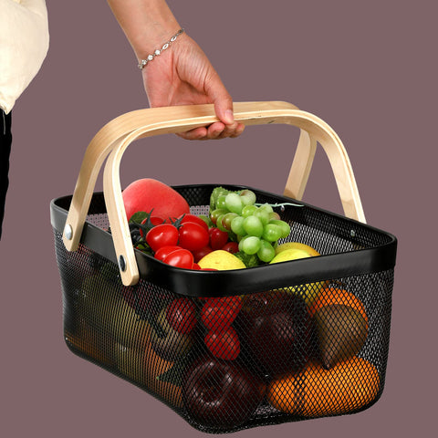 ZEAYEA multi-functional metal basket suitable for kitchen, picnic, or storage.