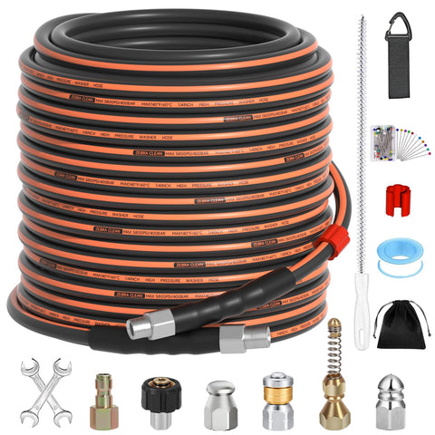 Zebra Clean 100ft sewer jetter hose for heavy-duty cleaning reach
