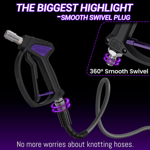 Zebra Clean swivel gun inlet rotates smoothly, preventing hose tangles during cleaning.