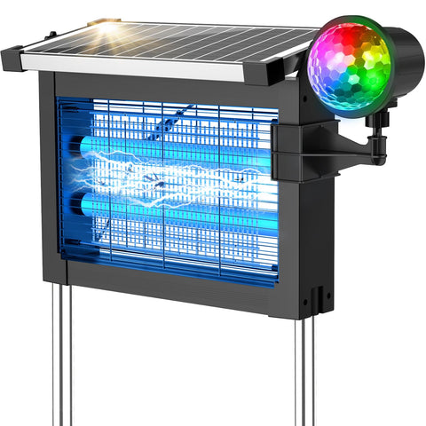 Zechuan solar bug zapper 4500V for outdoor pest control around patios.