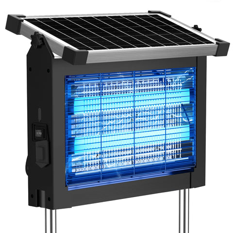 Zechuan Solar Bug Zapper outdoors showing 4500V grid for pest control