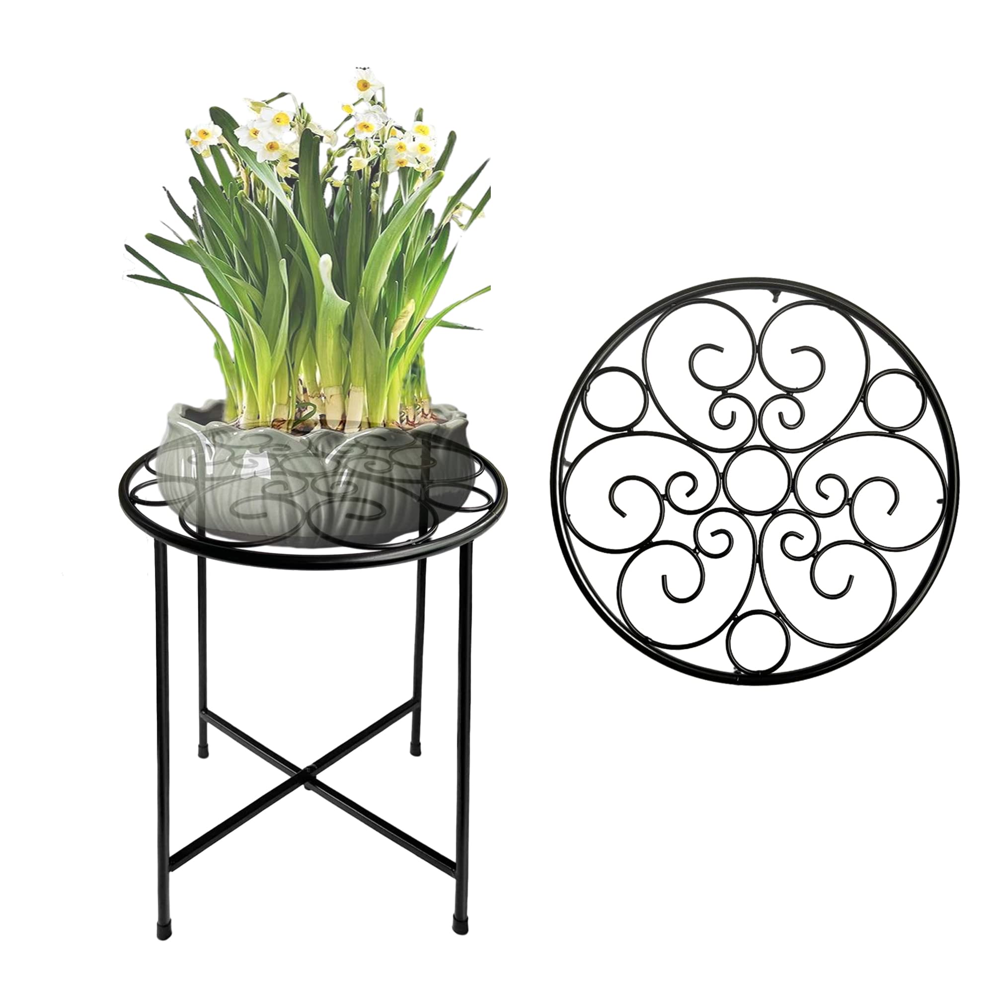 ZEECER plant stand round 15-inch elevates greenery for better light exposure.
