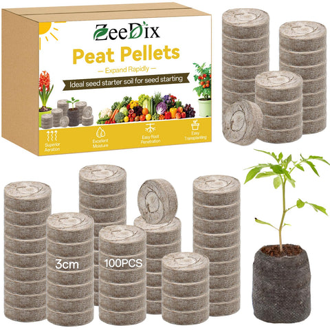 ZeeDix 100pcs peat pellets packaging for seedling setup